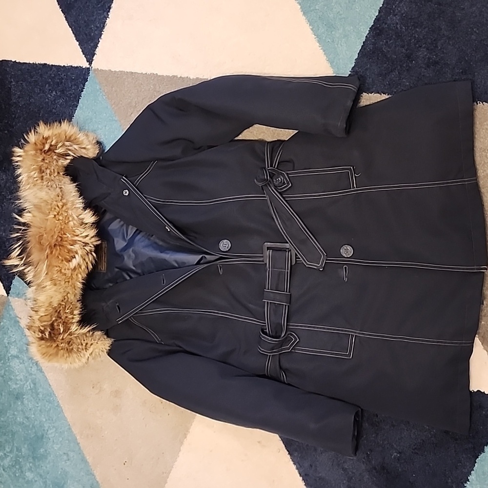 Vintage Eddie Bauer Goose Down hooded fur trim women's medium 90's